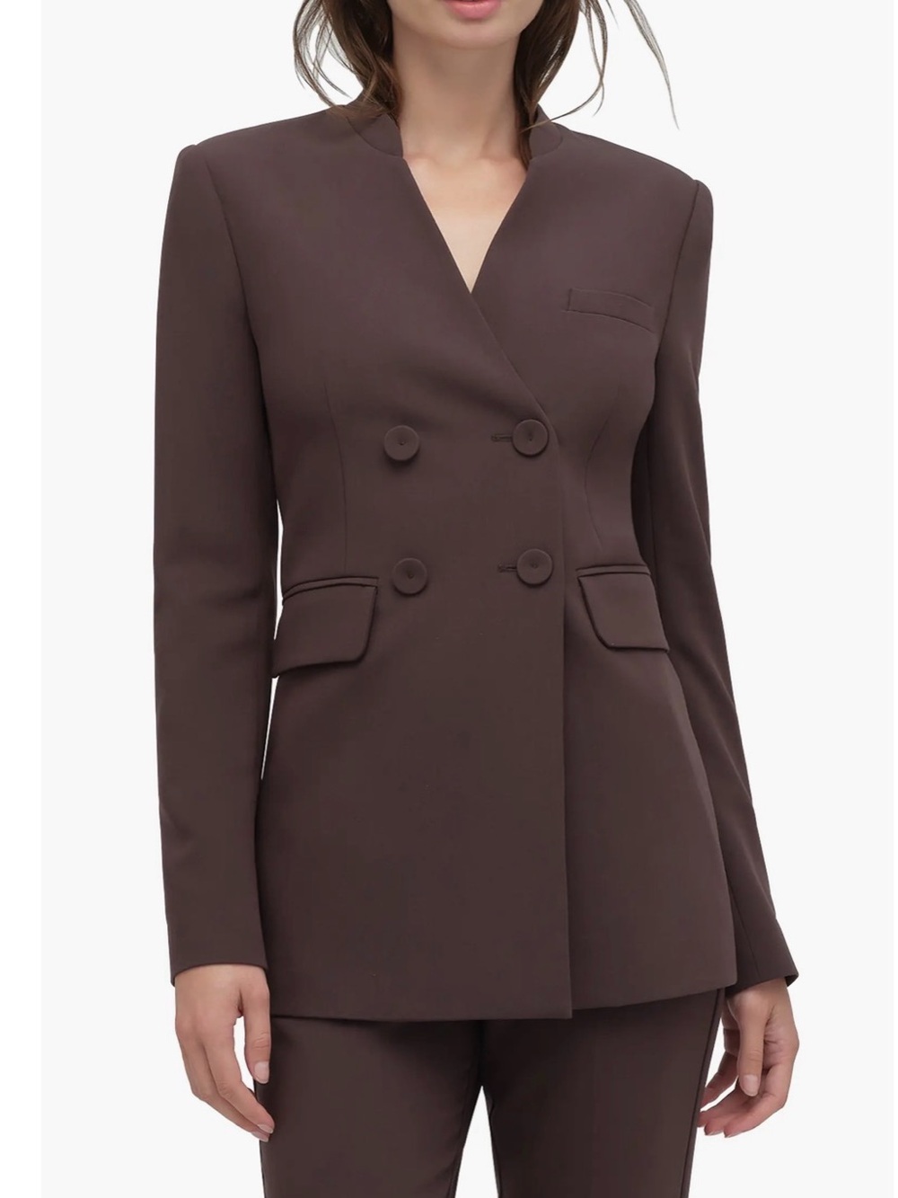 Favorite Daughter The Celeste Double-Breasted Blazer in espresso